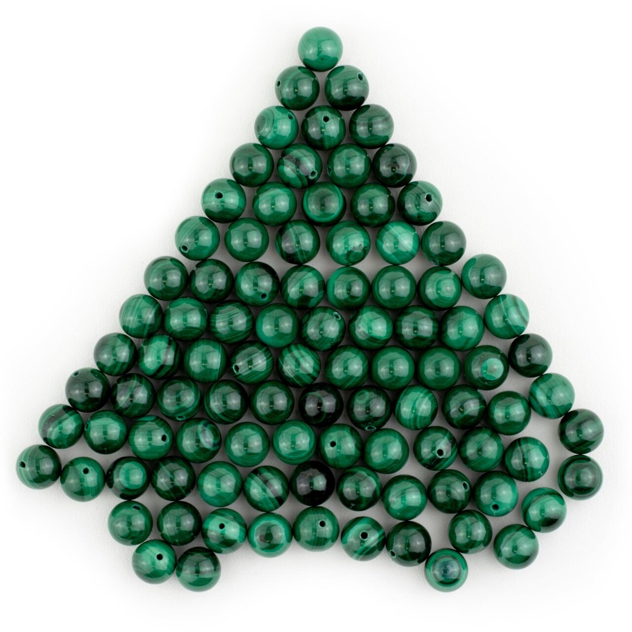 The Bead Chest Half-Drilled Round Malachite Beads 8.25mm, Set of 70 Green Stone